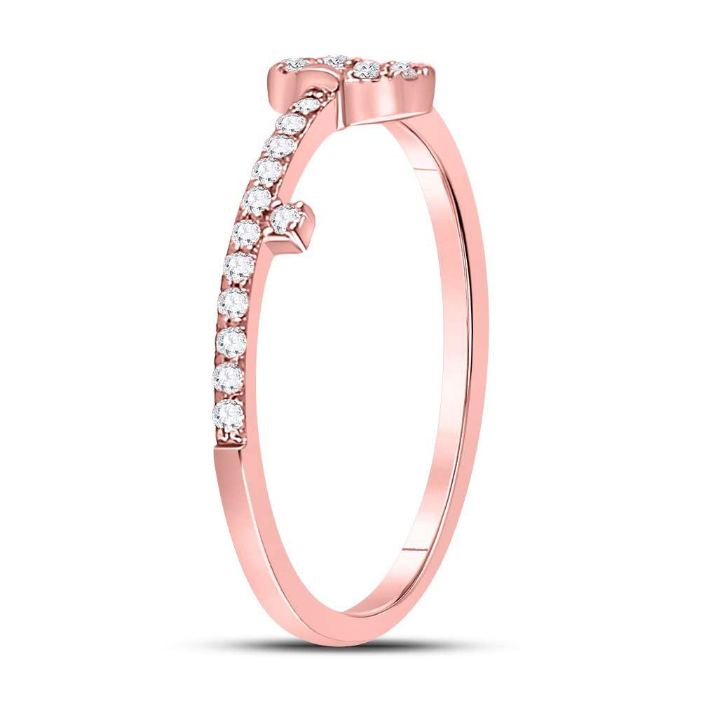 10K Rose Gold Womens Round Diamond Key Stackable Band Ring 1/8 Cttw, Womens Size: 5-10