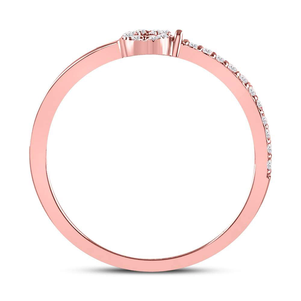 10K Rose Gold Womens Round Diamond Key Stackable Band Ring 1/8 Cttw, Womens Size: 5-10