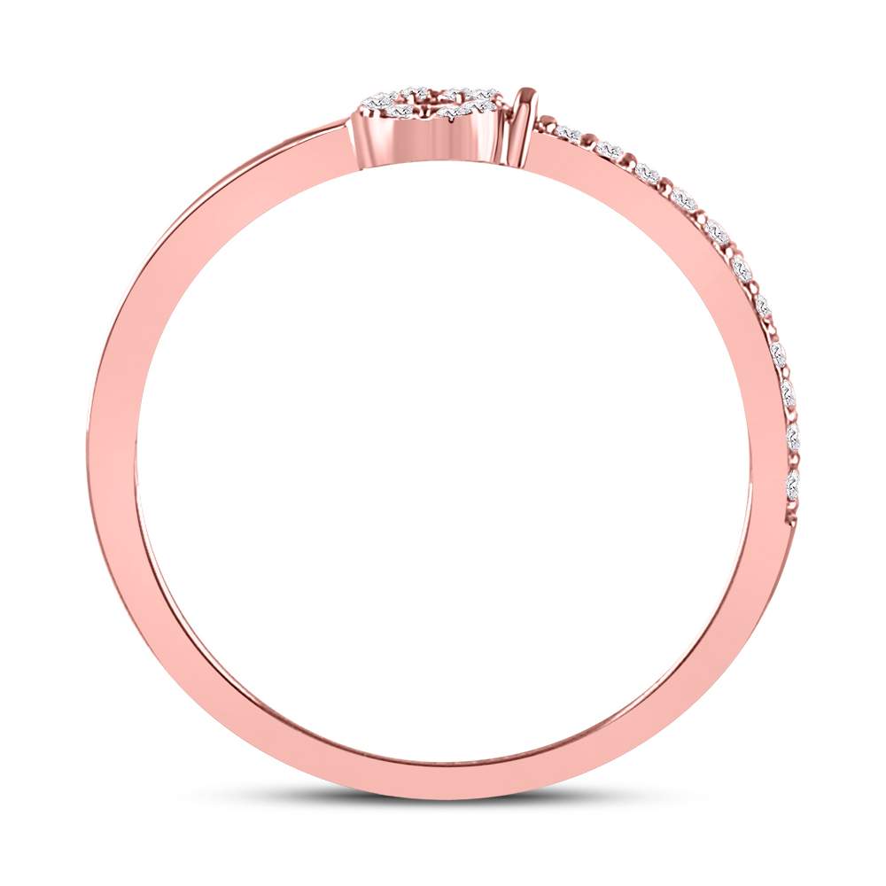 10K Rose Gold Womens Round Diamond Key Stackable Band Ring 1/8 Cttw, Womens Size: 5-10