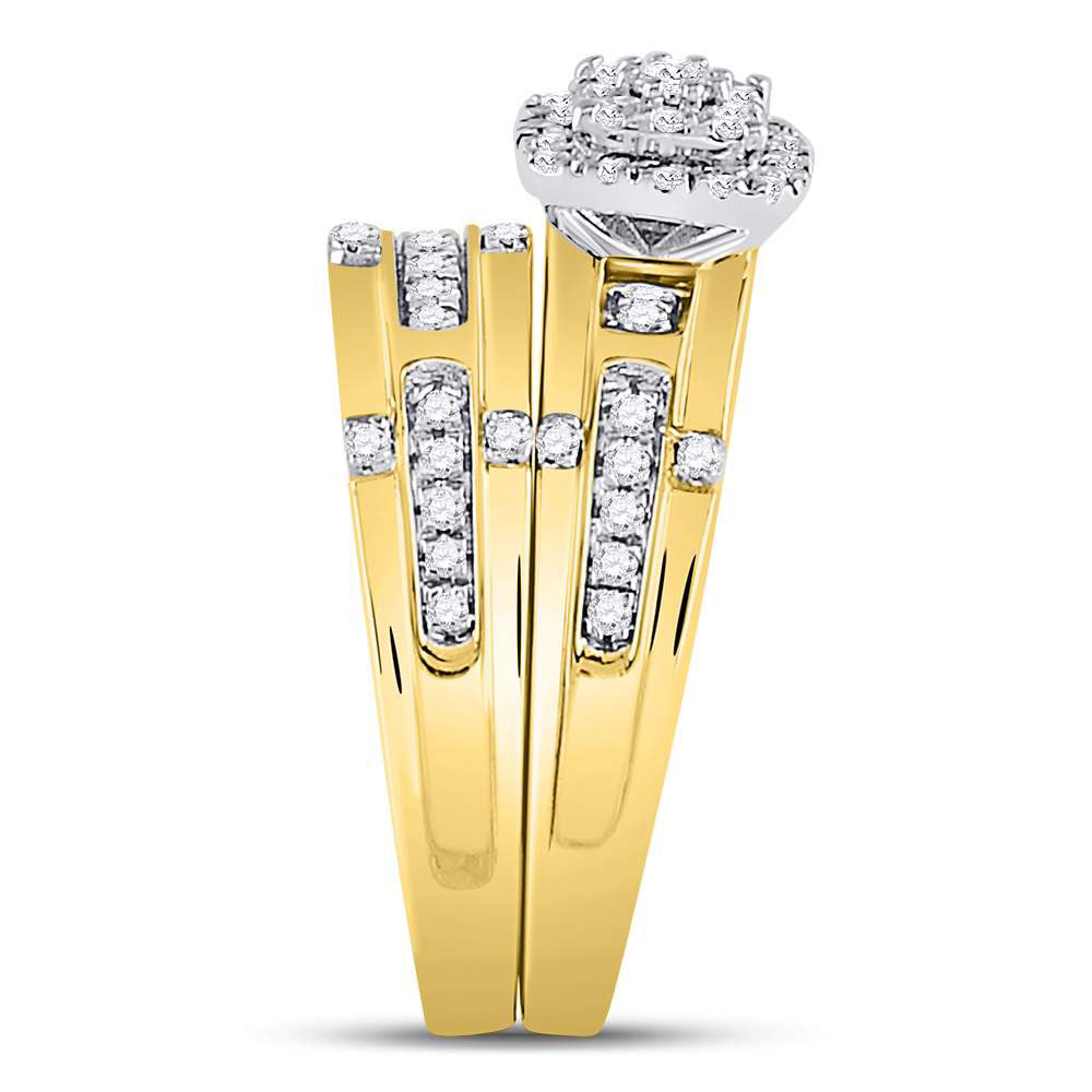 14K Yellow Gold His Hers Round Diamond Solitaire Matching Wedding Set 3/4 Cttw, Womens Size: 5-10, Mens Size: 7-13