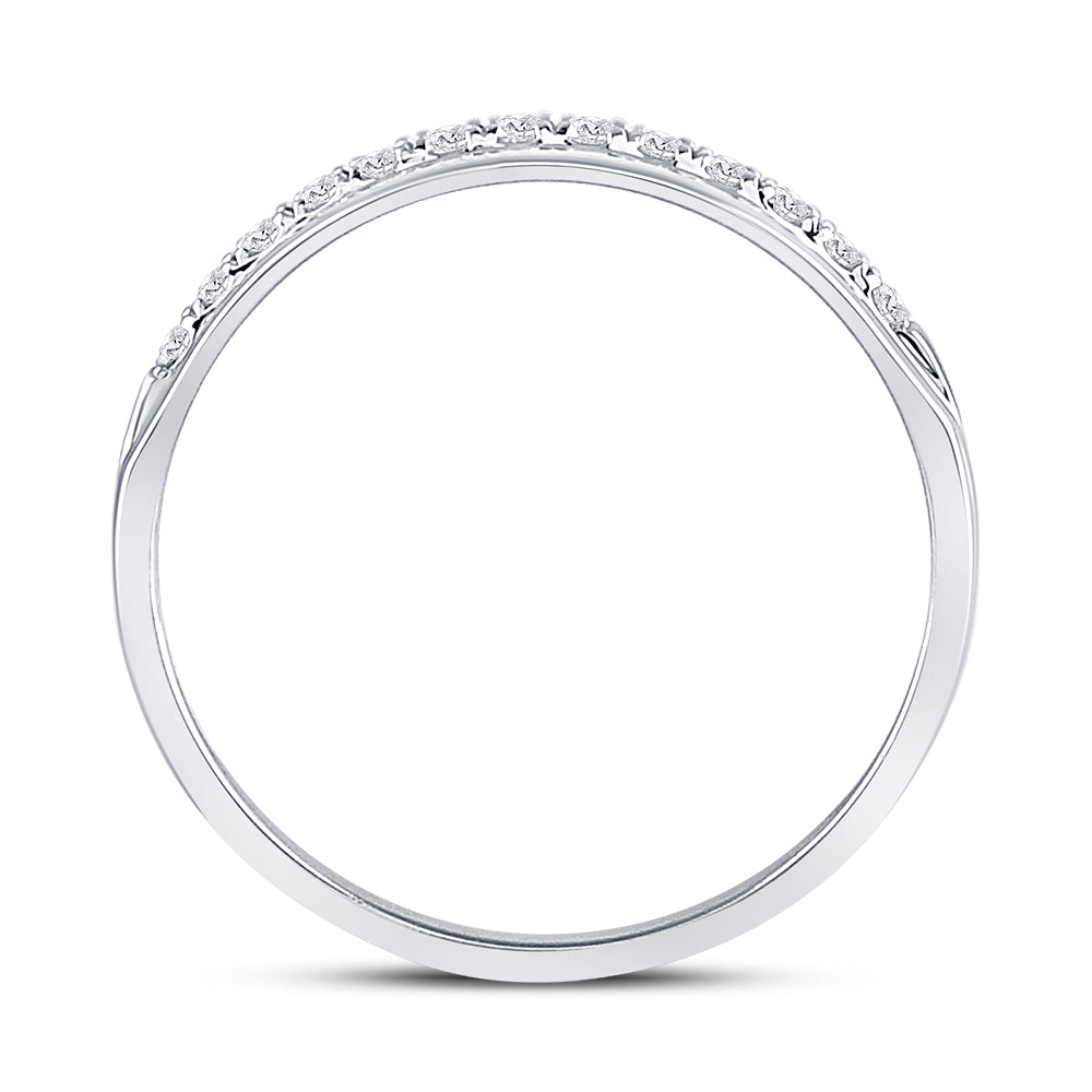 14K White Gold Mens Machine Set Round Diamond Wedding Band Ring 1/5 Cttw, Mens Size: 7-13
