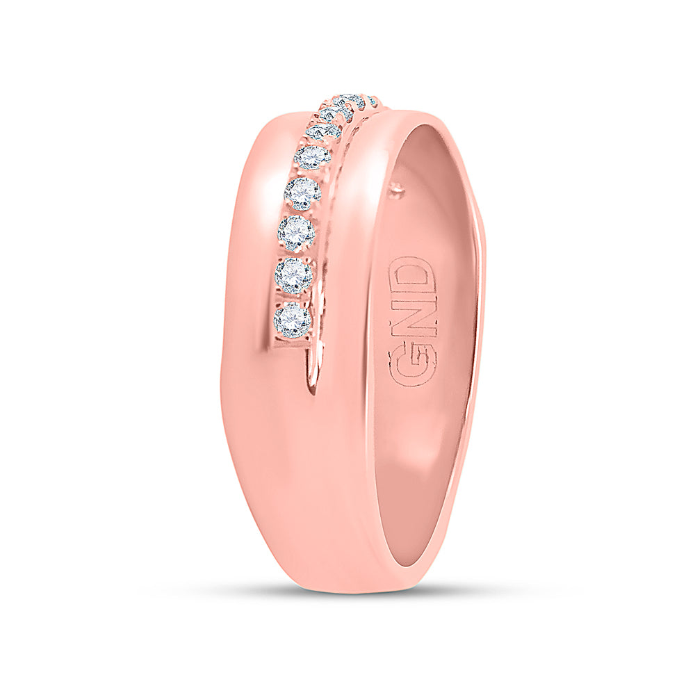 14K Yellow Or White Or Rose Gold Mens Round Diamond Wedding Single Row Band Ring , Mens Size: 7-13