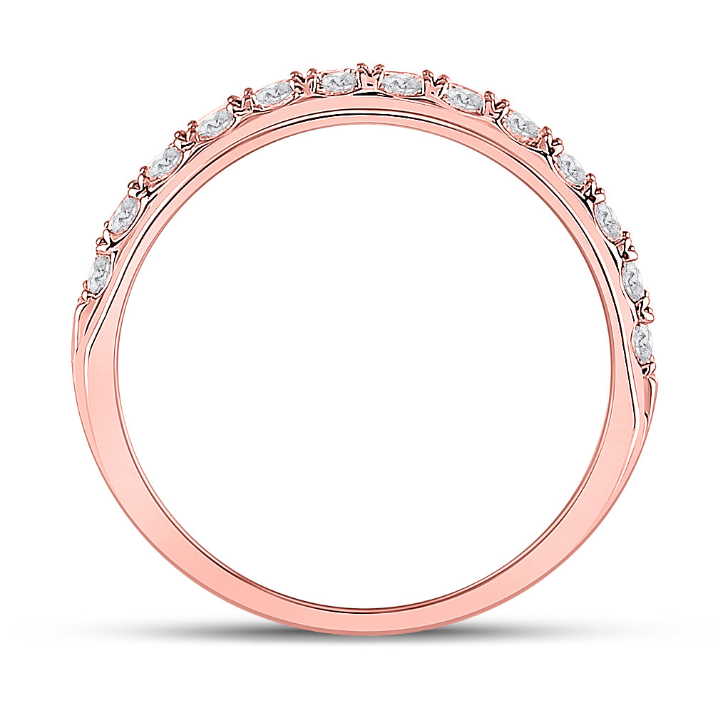 14K Rose Gold Mens Round Diamond Wedding Single Row Band Ring 3/4 Cttw, Mens Size: 7-13