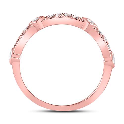 10K Rose Gold Womens Round Diamond Milgrain Band Ring 1/4 Cttw, Womens Size: 5-10