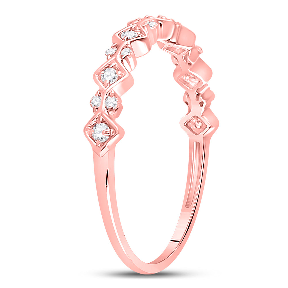 10K Yellow Or White Or Rose Gold Womens Round Diamond Stackable Band Ring , Womens Size: 5-10