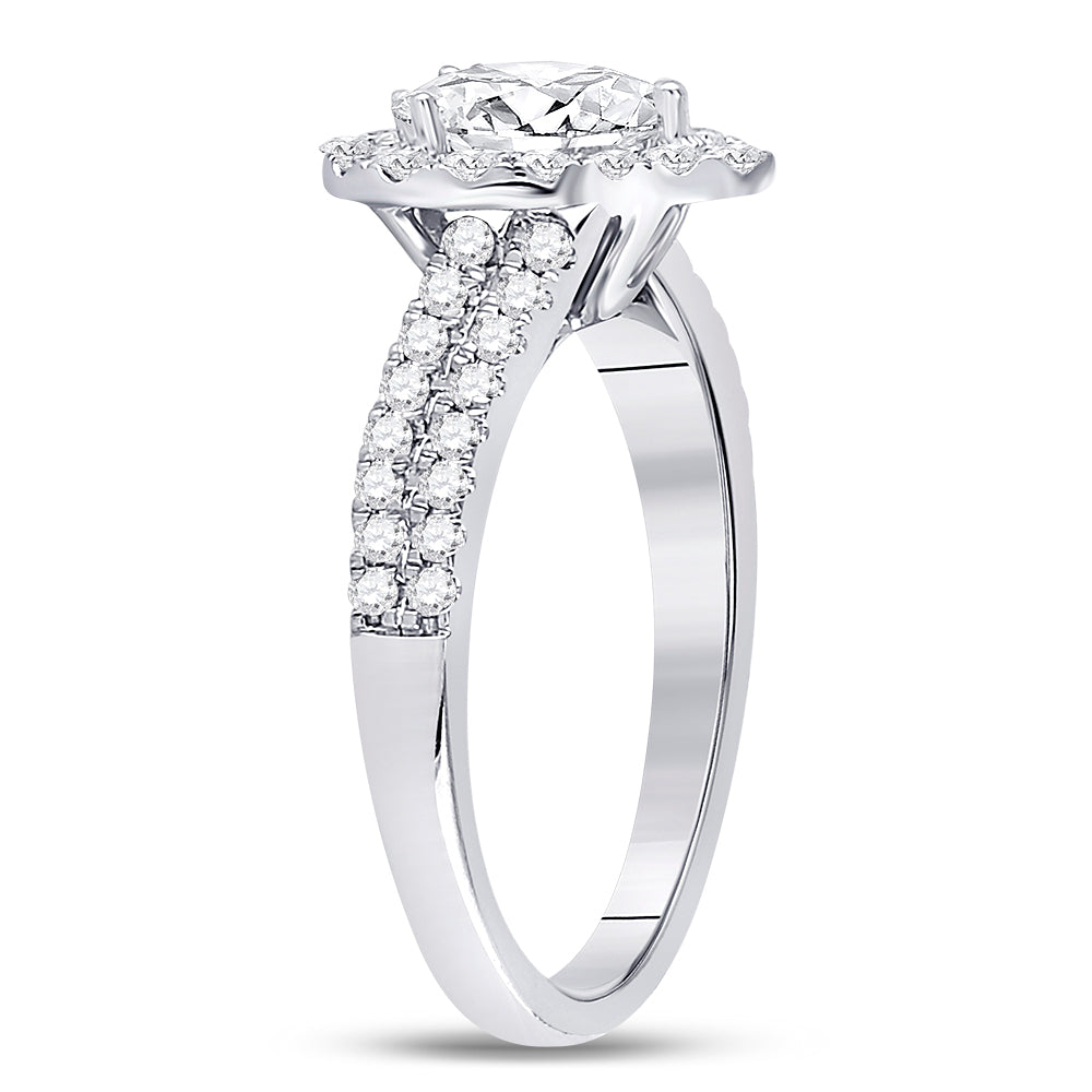 14K White Gold Pear Dia. Halo Wedding Engagement Ring 1ctw, Women's Size: 5-10