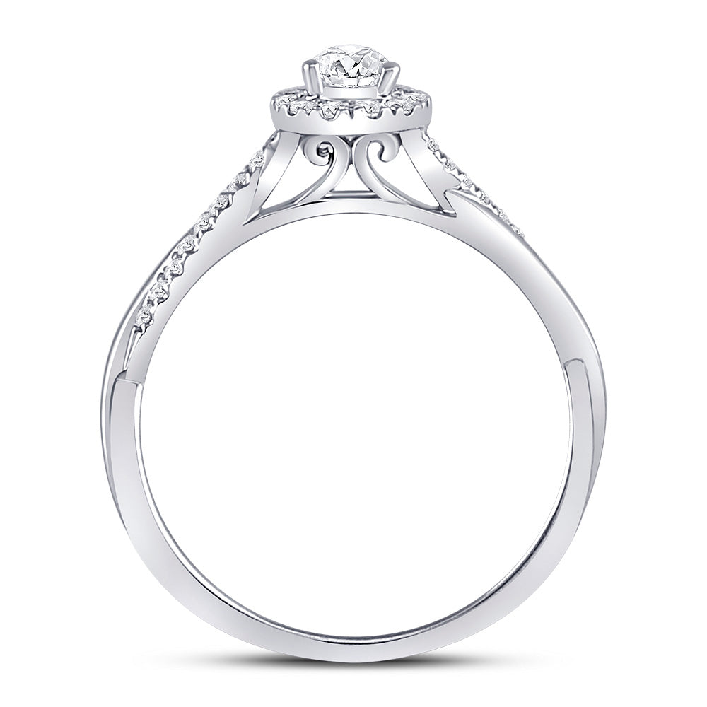 14K White Gold Pear Diamond Solitaire Bridal Wedding Engagement Ring 1/3 Cttw, Womens Size: 5-10