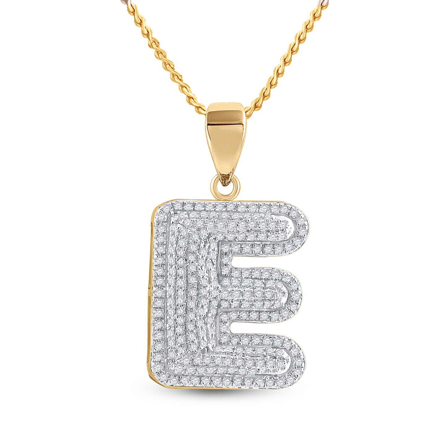 10K Yellow Gold Mens Round Diamond Initial Letter Charm Pendant