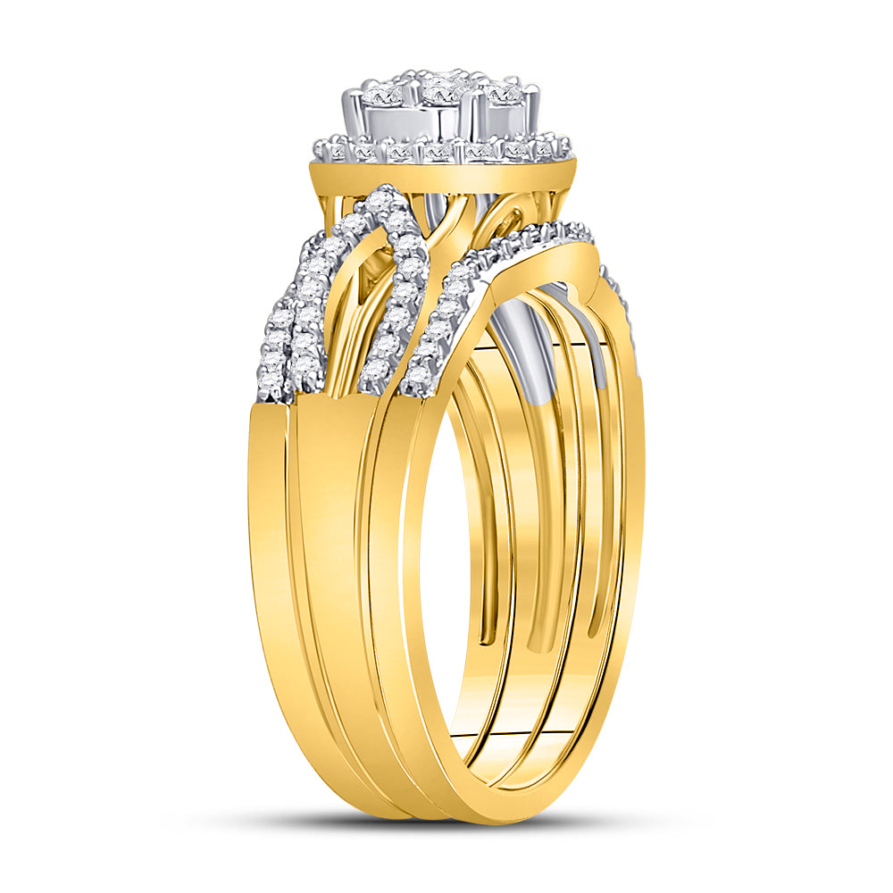 10K Yellow Gold Womens Round Diamond Bridal Wedding Engagement Ring Band Set 1/2 Cttw, Womens Size: 5-9