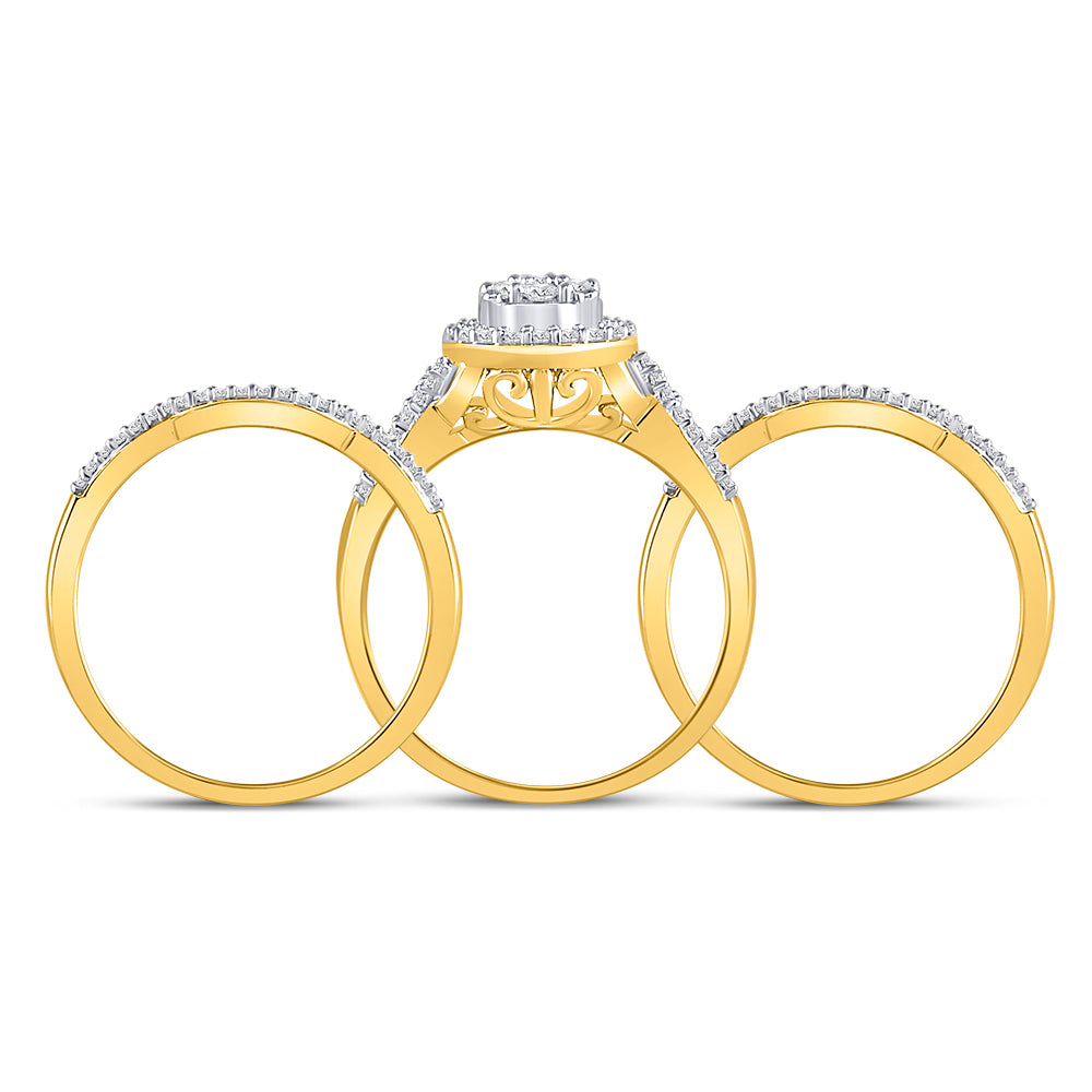 10K Yellow Gold Womens Round Diamond Bridal Wedding Engagement Ring Band Set 1/2 Cttw, Womens Size: 5-9