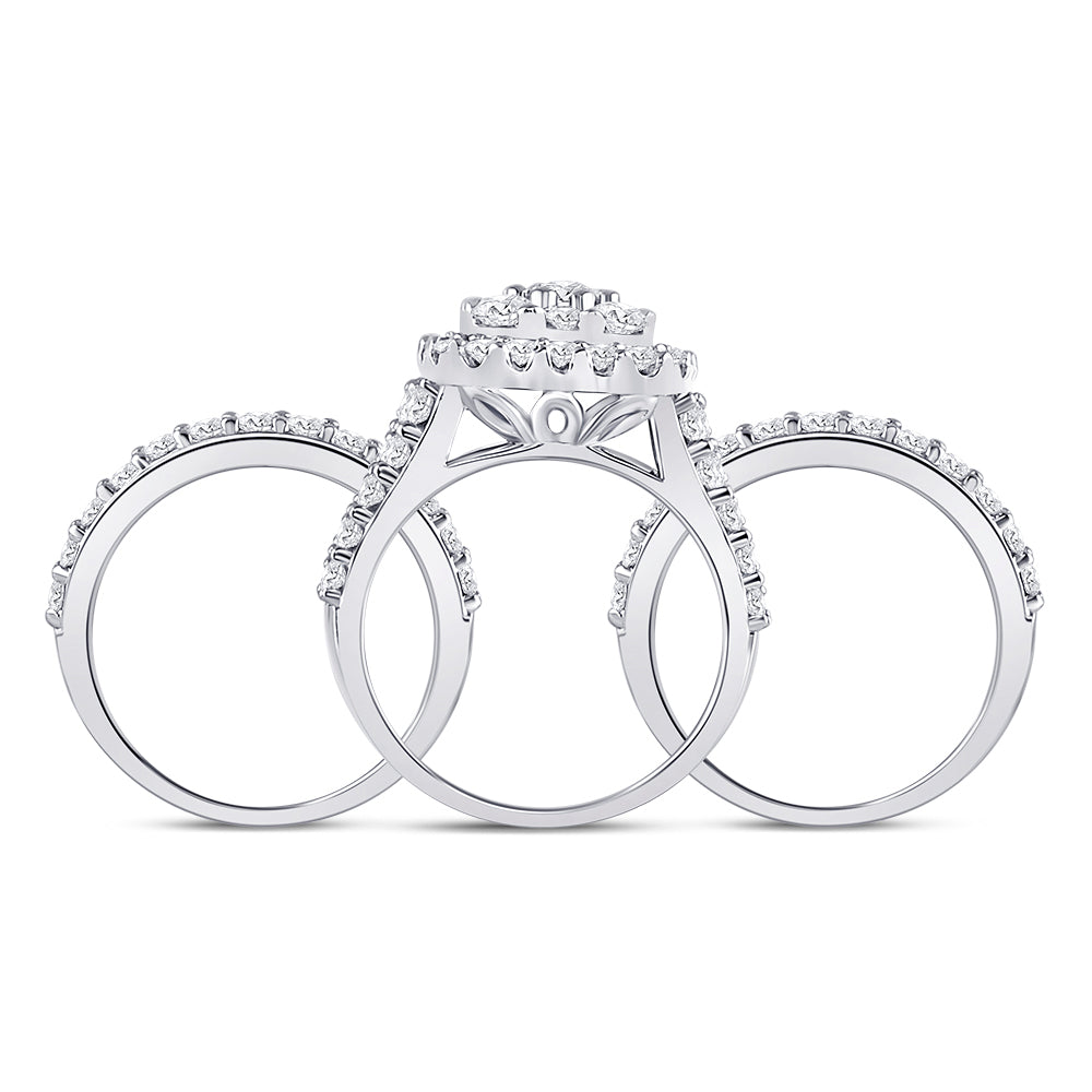 14K Yellow Or White Gold Round Diamond Cluster Bridal Wedding Ring Band Set 3-3/4 Cttw, Womens Size: 5-10