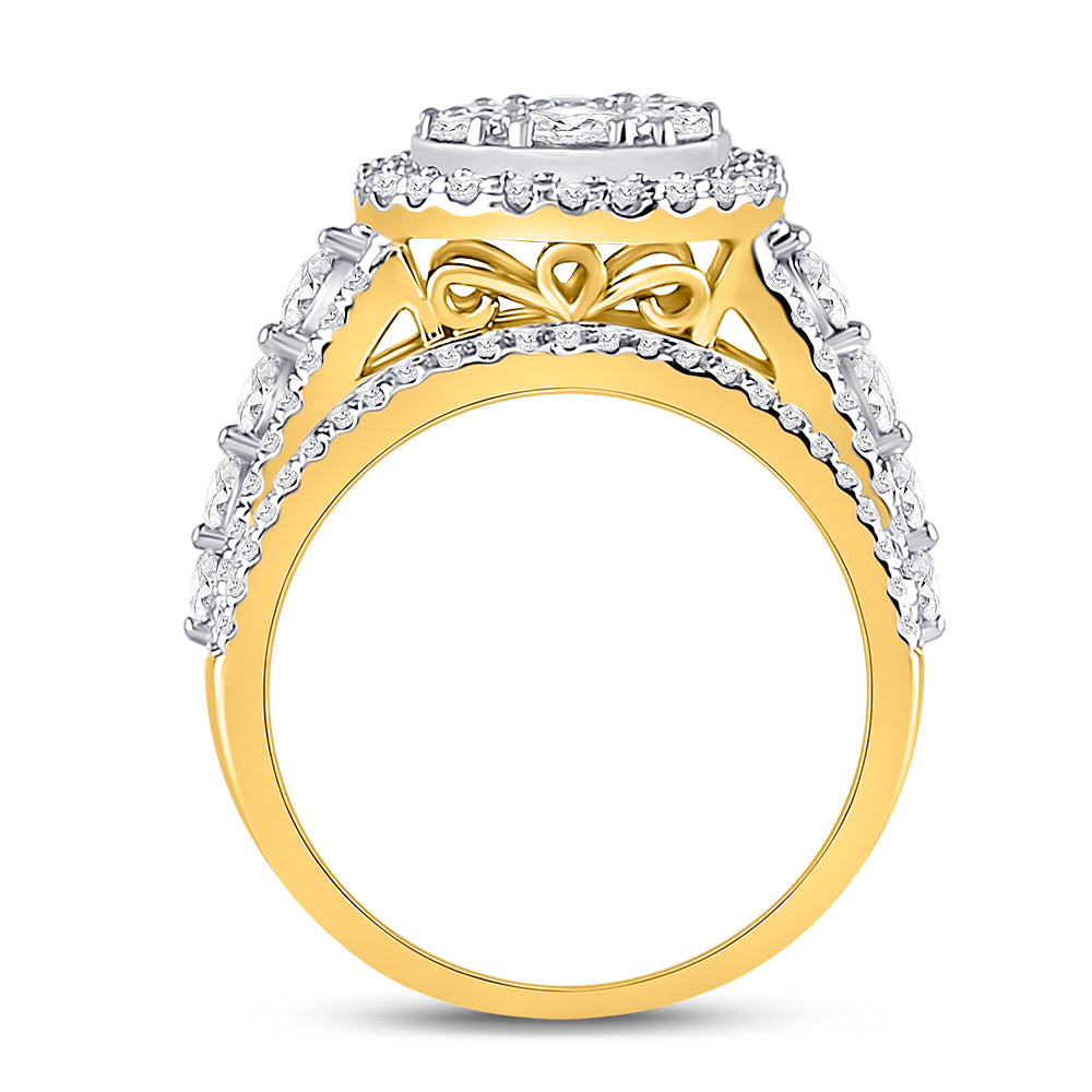 14K White Or Yellow Gold Round Diamond Cluster Bridal Wedding Engagement Ring , Womens Size: 5-10
