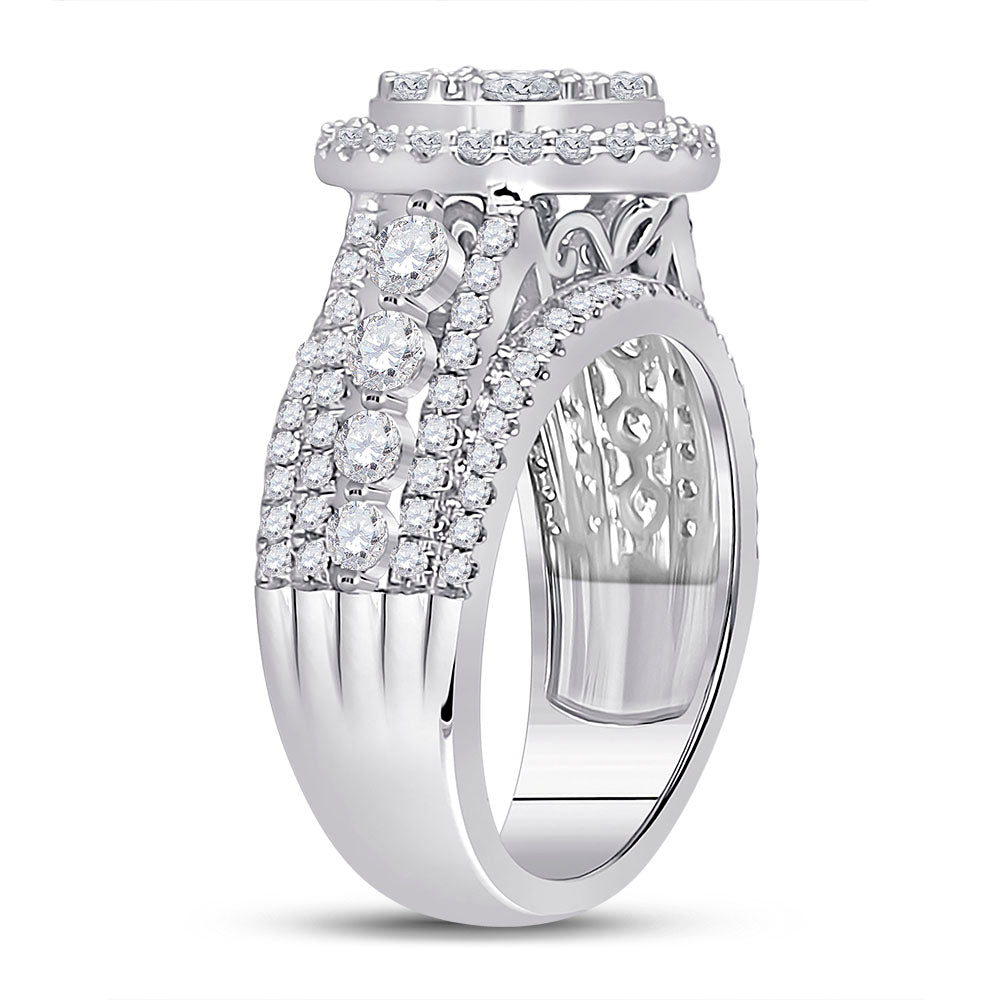 14K White Or Yellow Gold Round Diamond Cluster Bridal Wedding Engagement Ring , Womens Size: 5-10