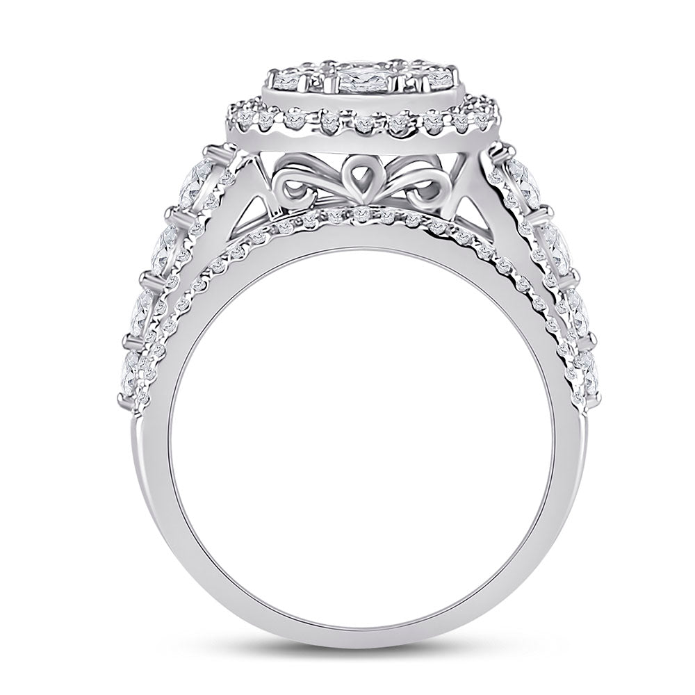 14K White Or Yellow Gold Round Diamond Cluster Bridal Wedding Engagement Ring , Womens Size: 5-10