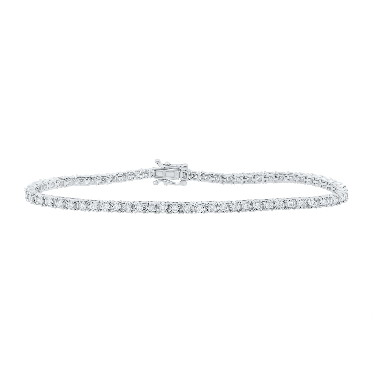 10K White Gold Womens Round Diamond Classic Tennis Bracelet 1 Cttw