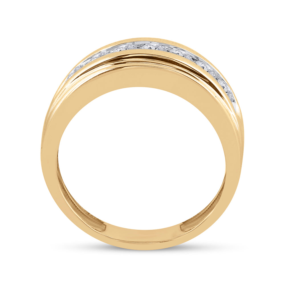 14K Yellow Gold Mens Round Diamond Wedding Band Ring 7/8 Cttw, Mens Size: 7-13