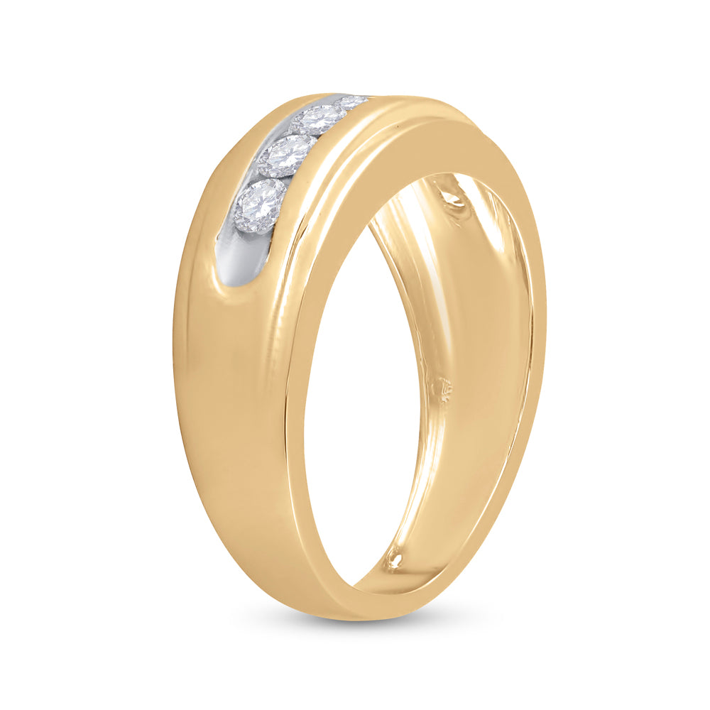 14K Yellow Gold Mens Round Diamond Wedding Band Ring 7/8 Cttw, Mens Size: 7-13