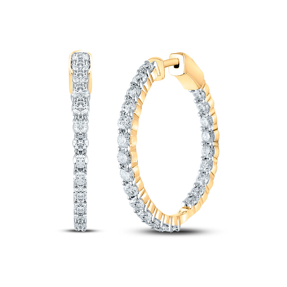 14kt Yellow Gold 3 Cttw Diamond Ana M Fashion High Hoops Earring