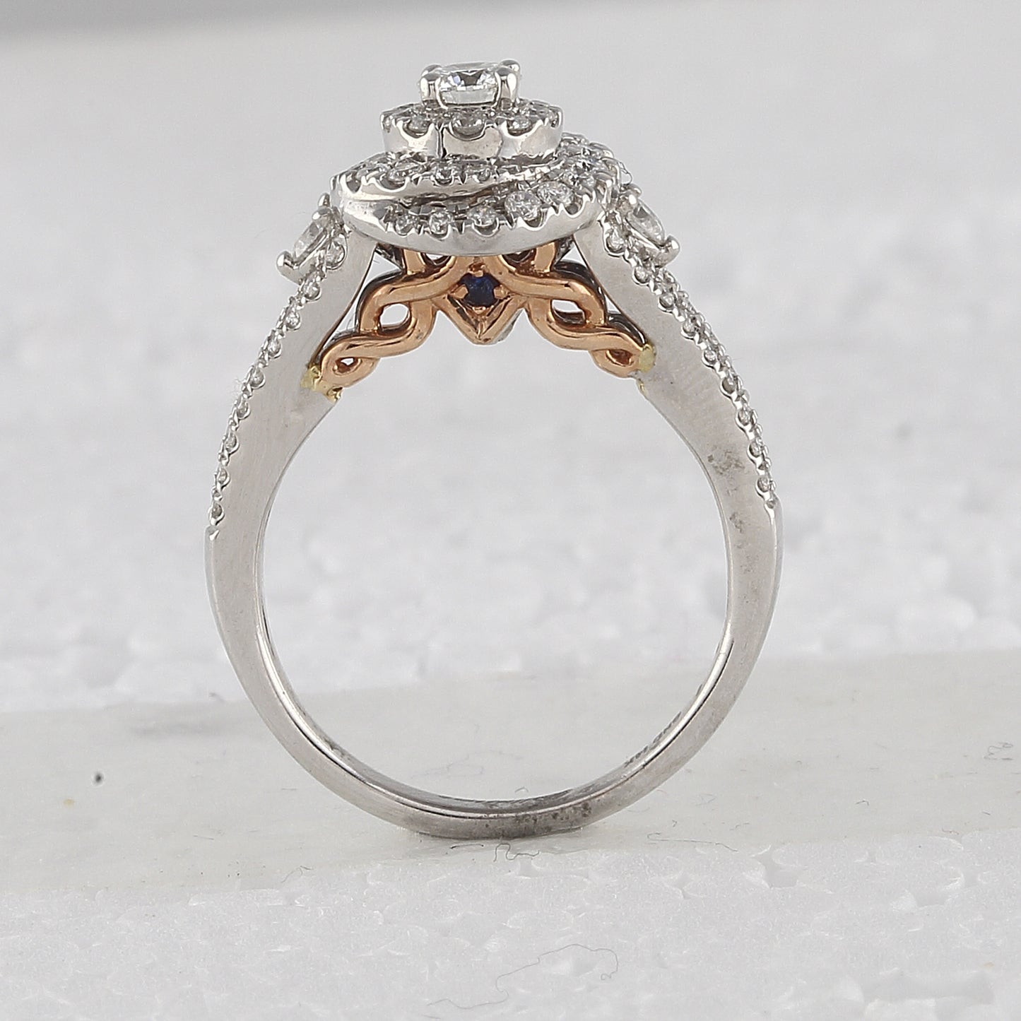 14K Two tone Gold Round Diamond Bridal Wedding Band Set 1ctw, Women's Size: 5-10