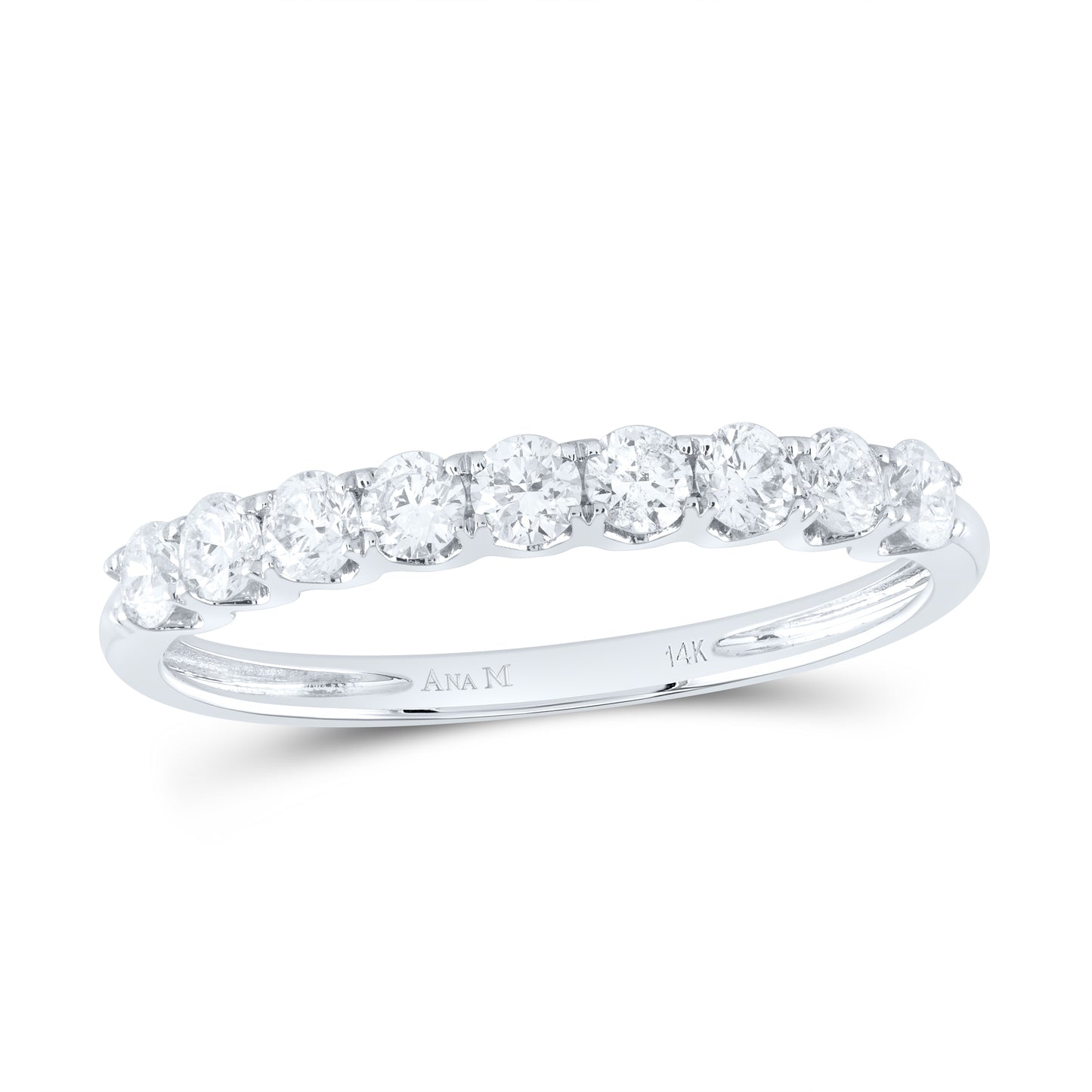 14kt White Gold Womens Round Diamond Wedding Engagement Anniversary Band 1/2 Cttw, Women Size: 5-9