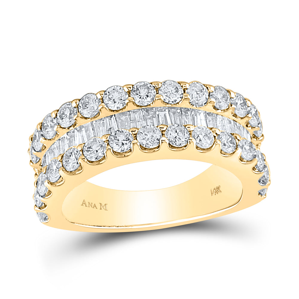 14K Yellow Gold Womens Baguette Diamond Anniversary Ring 2-5/8 Cttw, Womens Size: 5-10