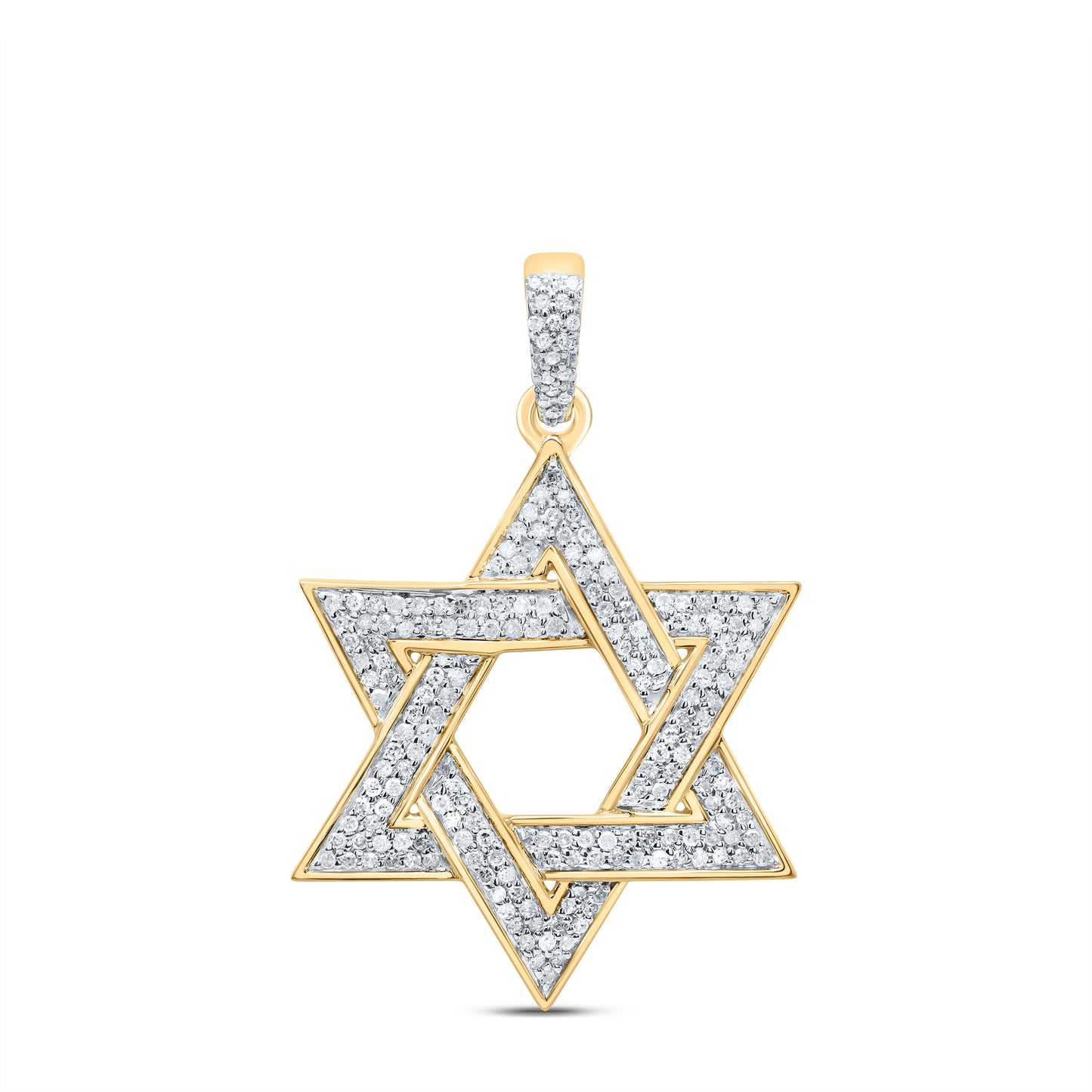 10K Yellow Gold Mens Round Diamond Magen Star of David Charm Pendant 1/2 Cttw