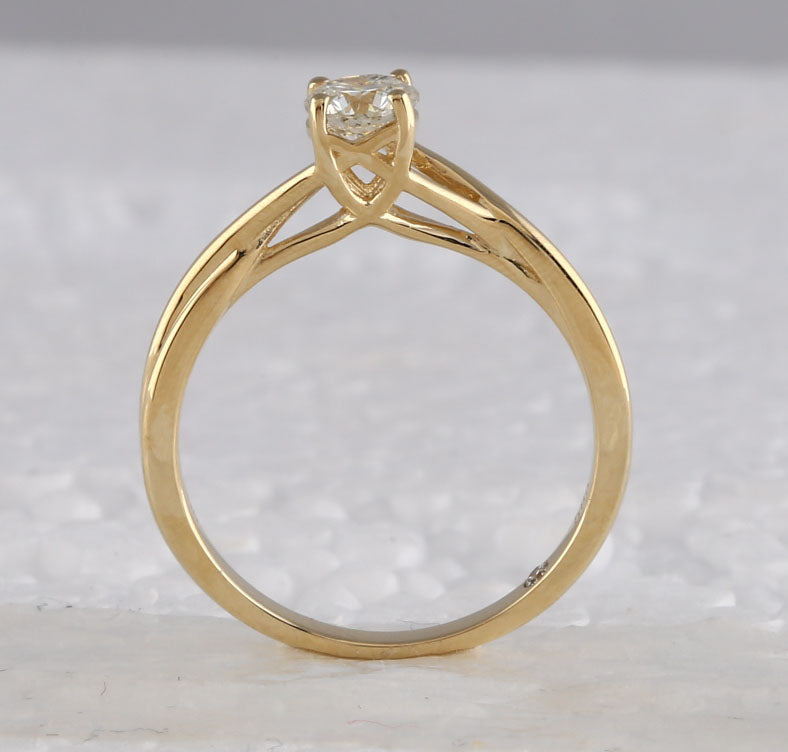 14K Yellow Gold Round Diamond Solitaire Bridal Wedding Engagement Ring 1/2 Cttw, Womens Size: 5-10