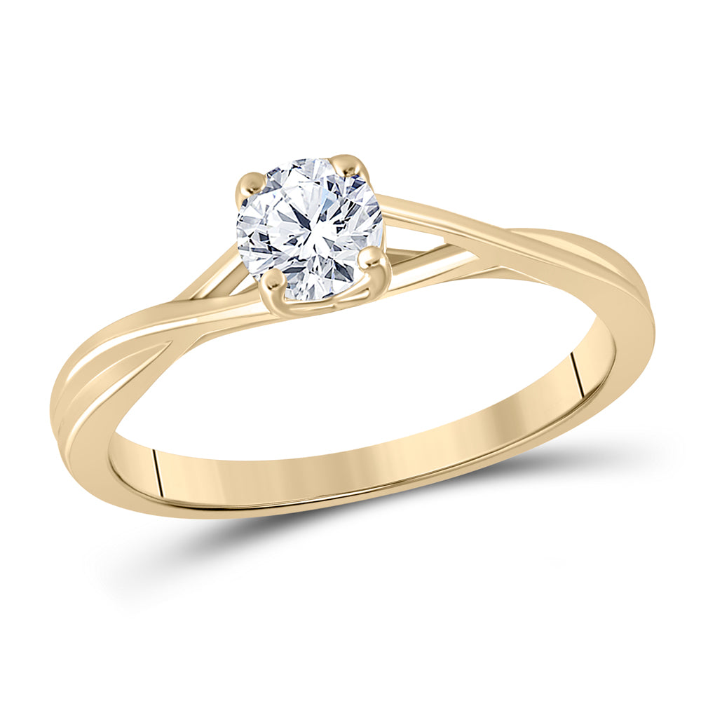 14K Yellow Gold Round Diamond Solitaire Bridal Wedding Engagement Ring 1/2 Cttw, Womens Size: 5-10