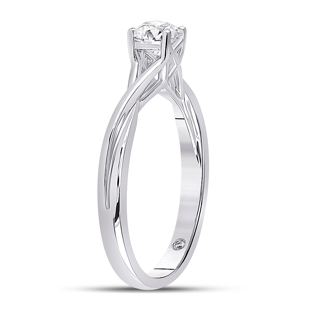 14K White Gold Womens Round Diamond Solitaire Bridal Wedding Engagement Ring 1/2ctw, Women's Size: 5-10