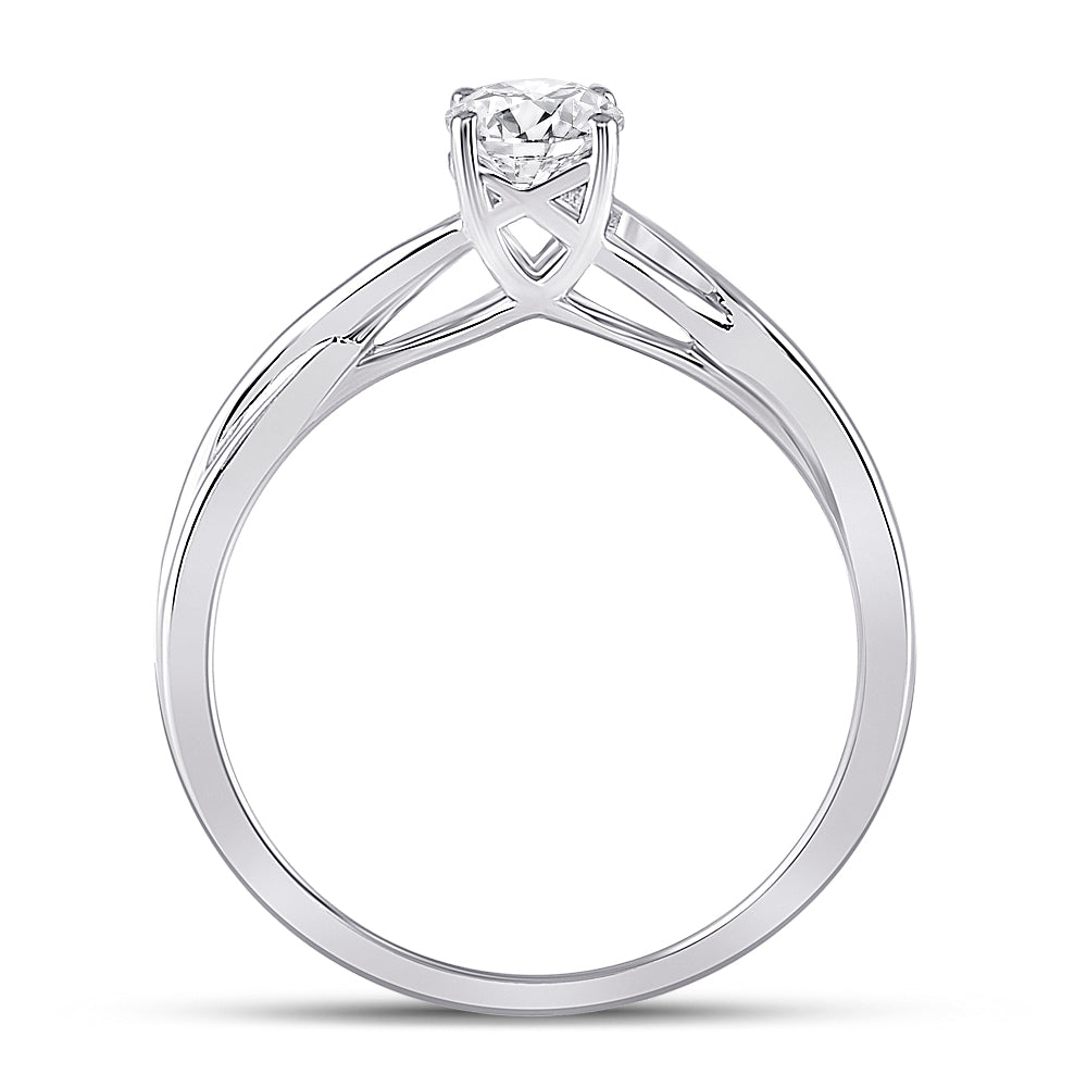 14K White Gold Womens Round Diamond Solitaire Bridal Wedding Engagement Ring 1/2ctw, Women's Size: 5-10
