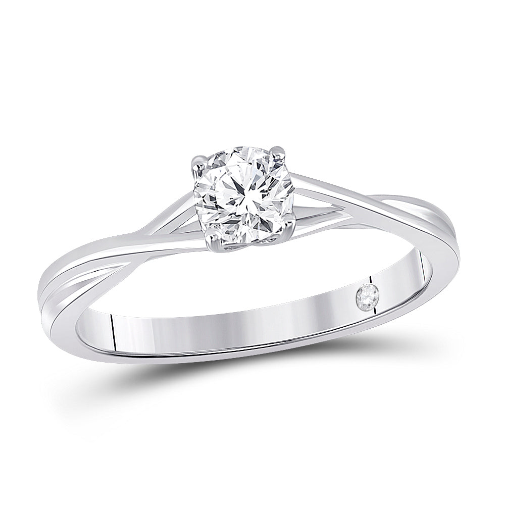 14K White Gold Womens Round Diamond Solitaire Bridal Wedding Engagement Ring 1/2ctw, Women's Size: 5-10