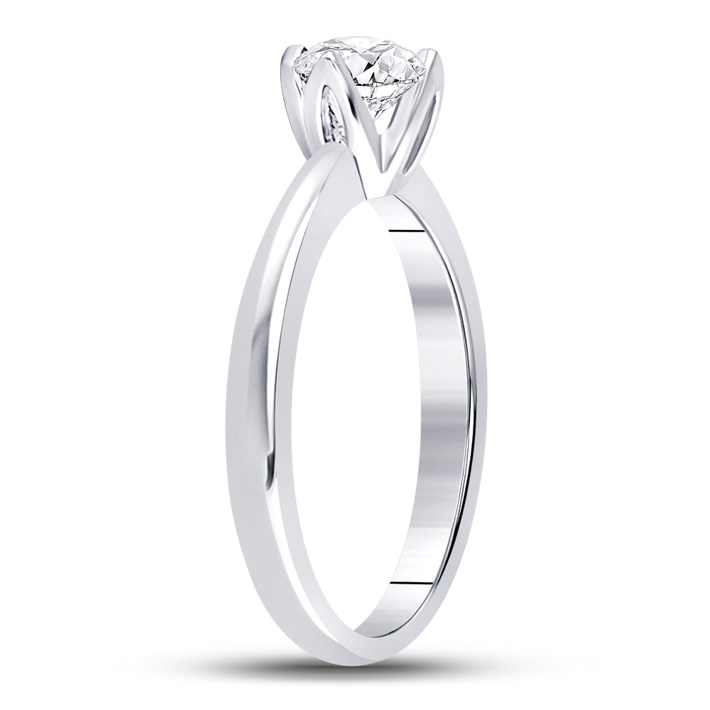 14K White Gold Womens Round Diamond Solitaire Bridal Wedding Engagement Ring 1/2ctw, Womens Size: 5-10