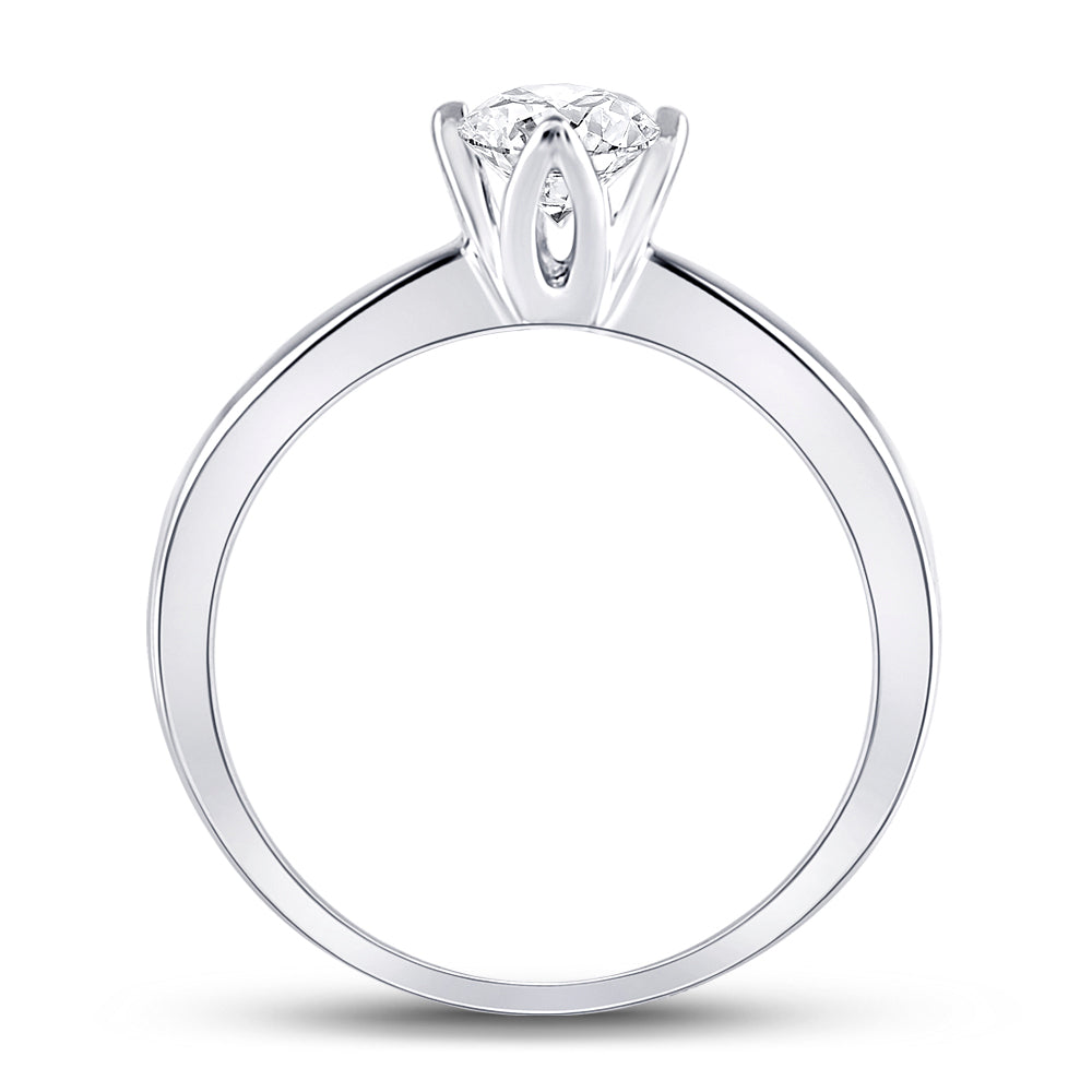 14K White Gold Womens Round Diamond Solitaire Bridal Wedding Engagement Ring 1/2ctw, Womens Size: 5-10