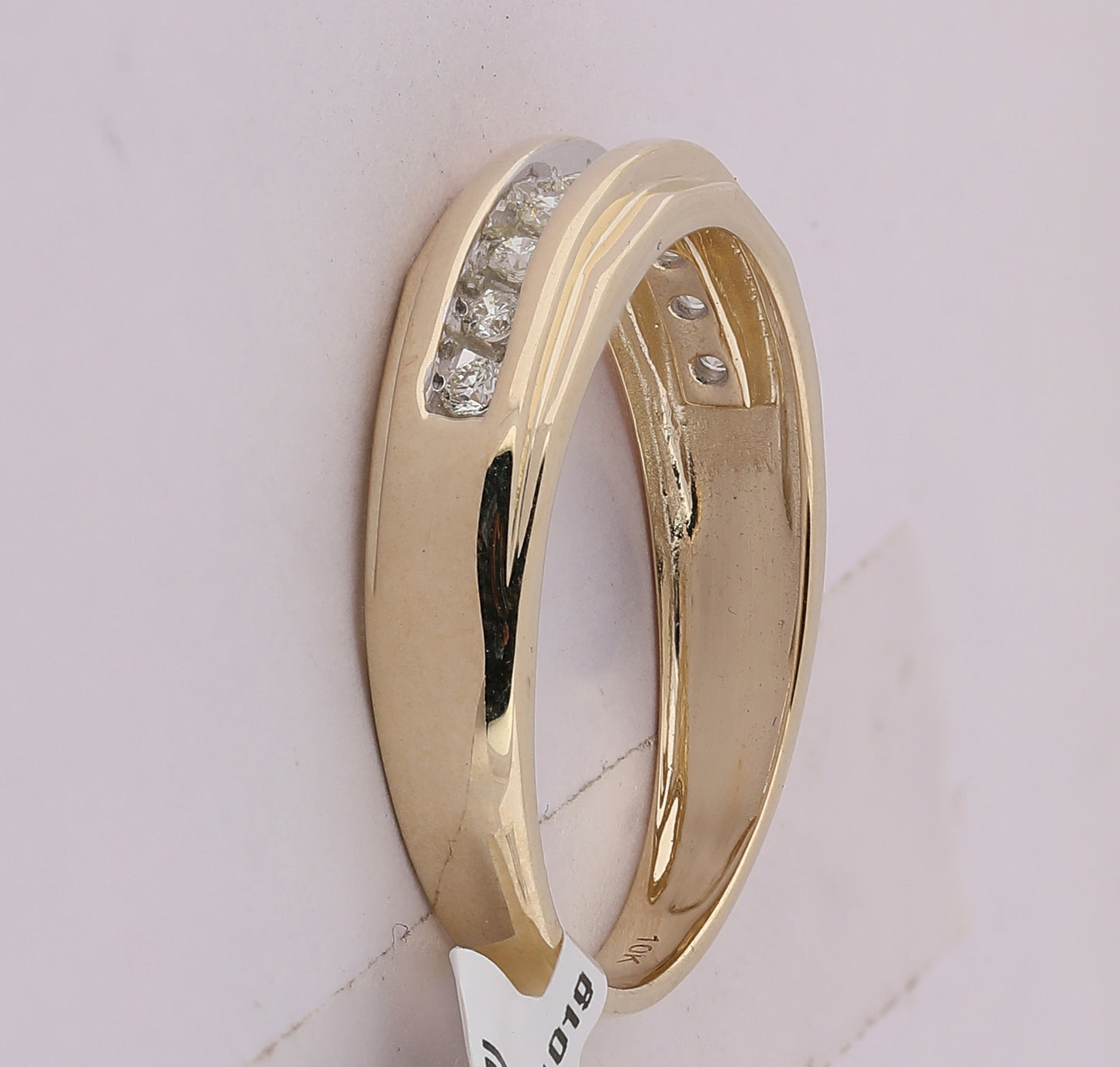 10K Yellow Gold Mens Round Diamond Wedding Channel-Set Band Ring 1/5 Cttw, Mens Size: 7-13