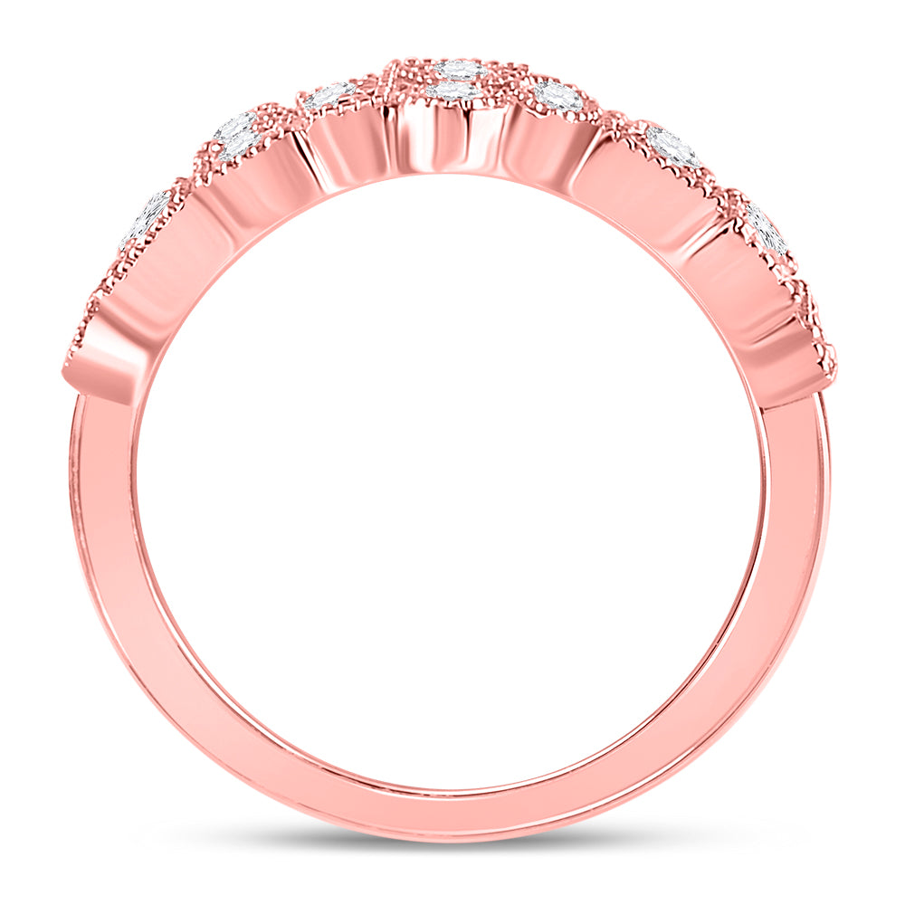 10K Rose Gold Womens Round Diamond Geometric Band Ring 5/8 Cttw, Womens Size: 5-10