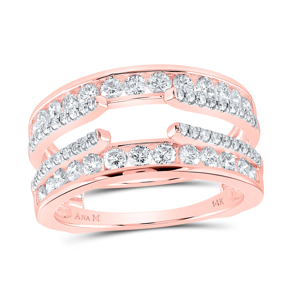 14K Rose Gold Womens Round Diamond Wrap Ring Guard Enhancer 1 Cttw, Womens Size: 5-10