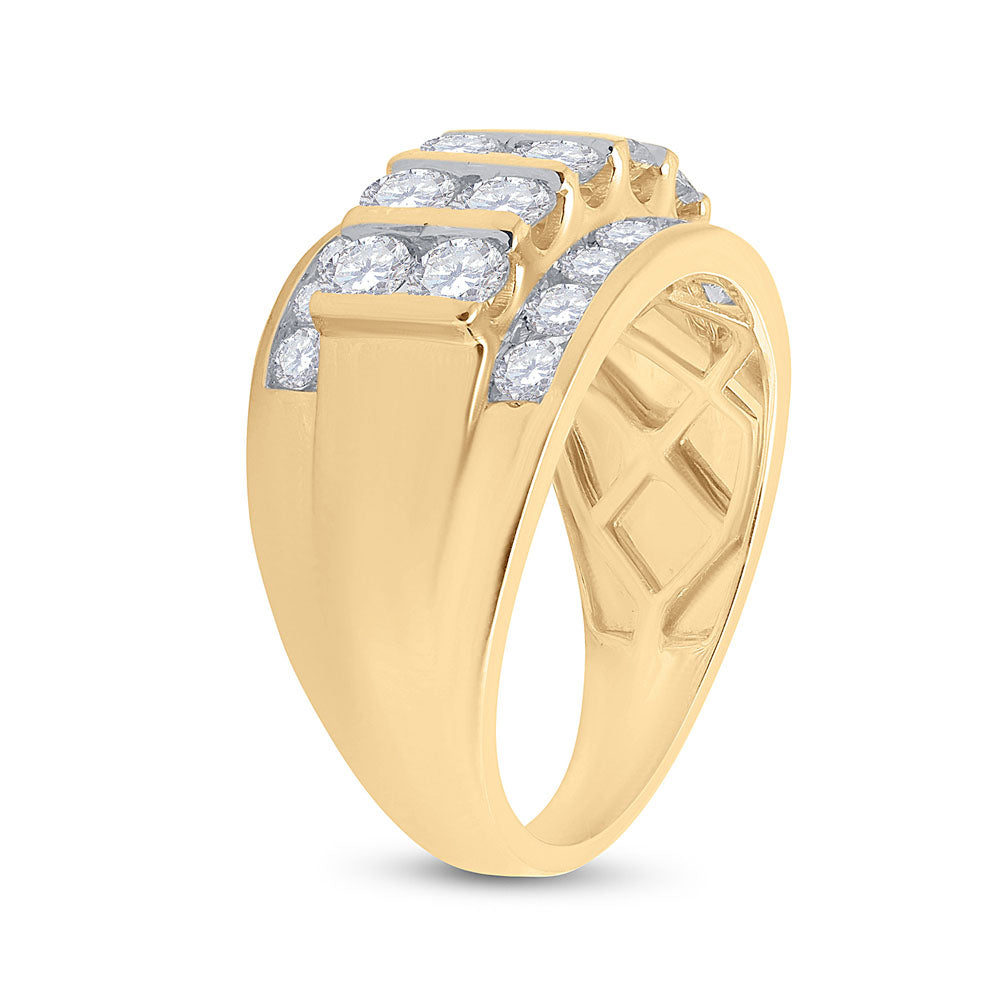 14K Yellow Gold Mens Round Diamond Wedding Band Ring 3 Cttw, Mens Size: 7-13