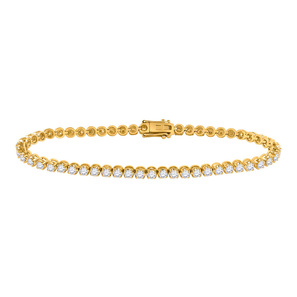 14K Rose Or Yellow Gold Womens Round Diamond Classic Tennis Bracelet