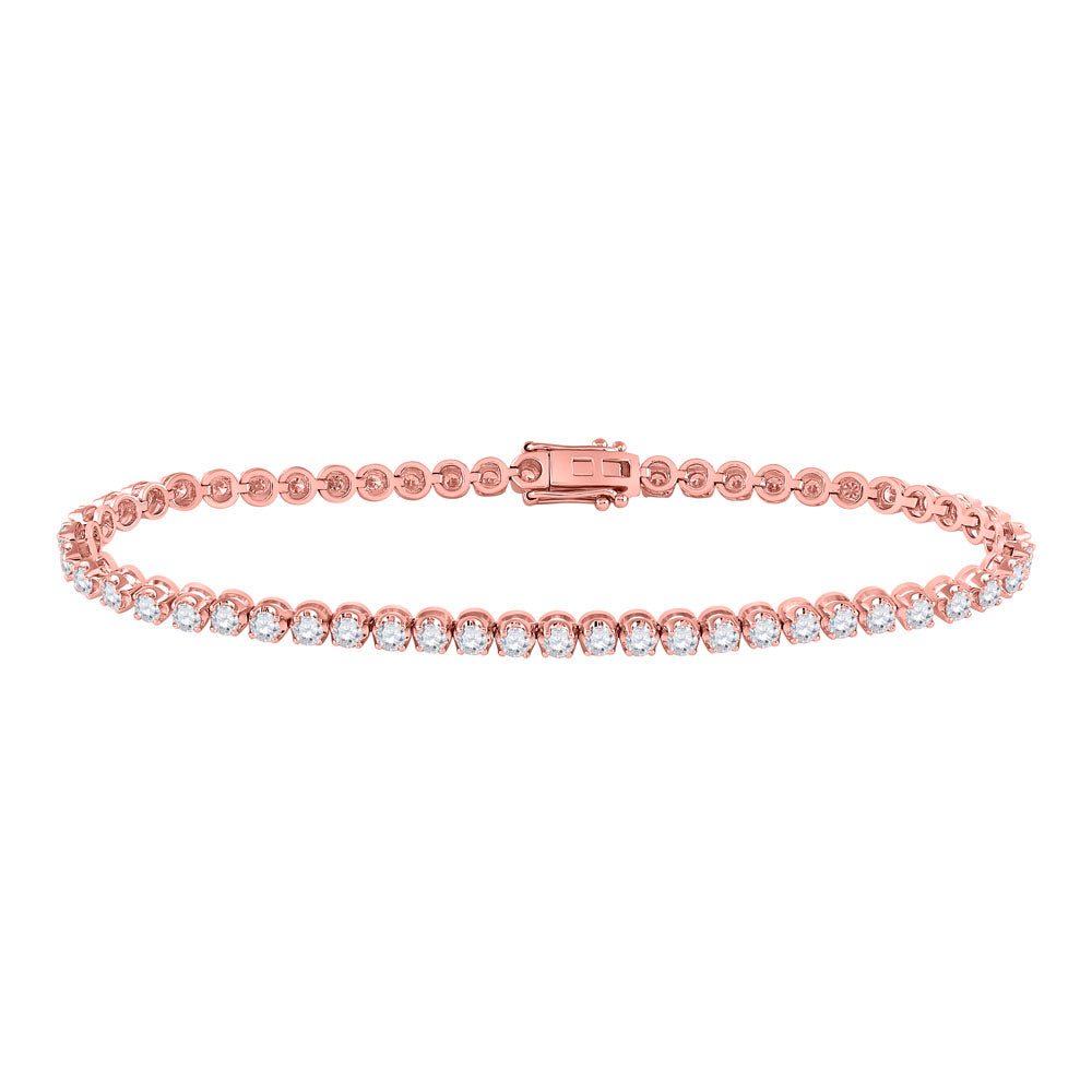 14K Rose Or Yellow Gold Womens Round Diamond Classic Tennis Bracelet