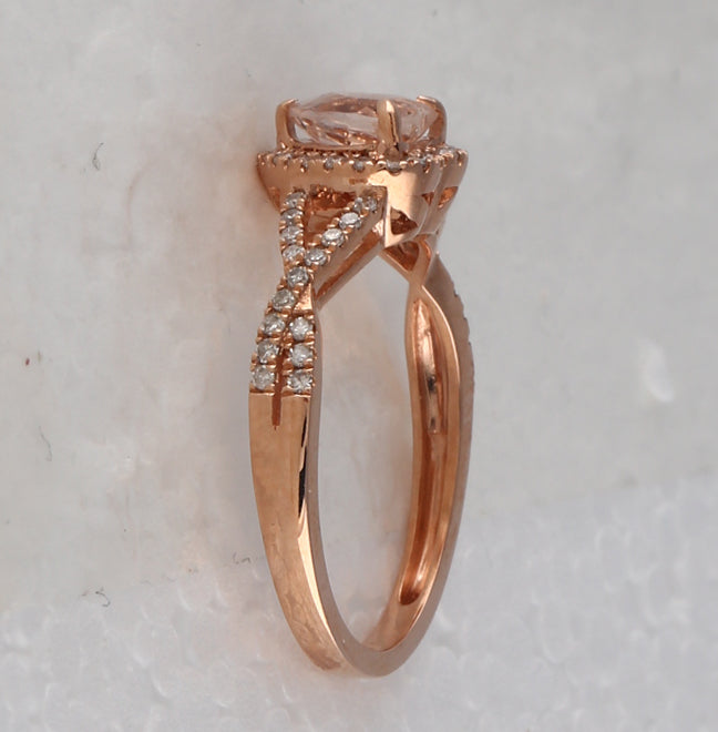 10kt Rose Gold 1/4ctw Diamond 1ct-cmor Heart Ring