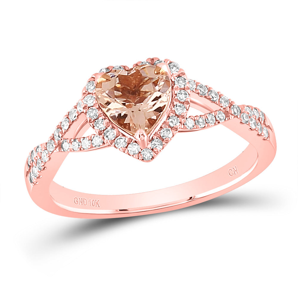 10kt Rose Gold 1/4ctw Diamond 1ct-cmor Heart Ring