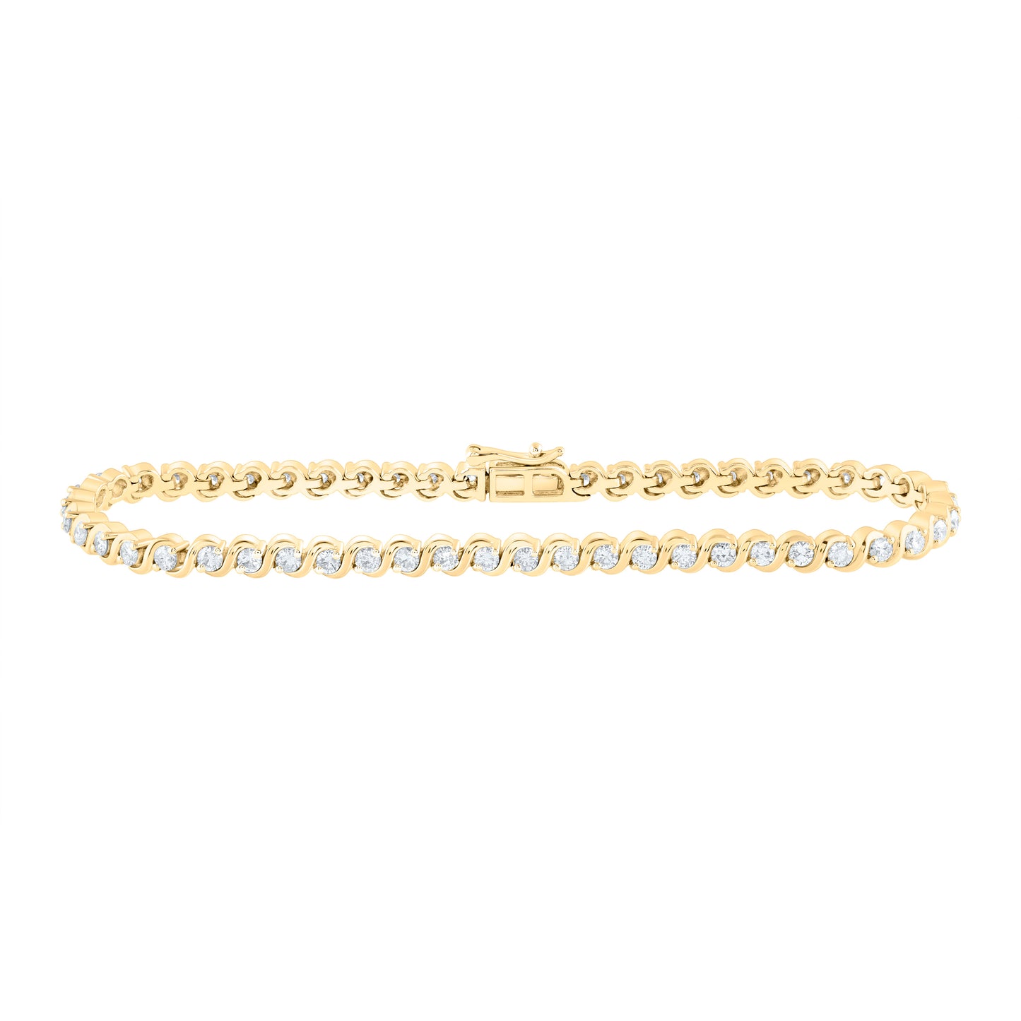 10K Two-tone Gold Womens Round Diamond Tennis Bracelet 2 Cttw
