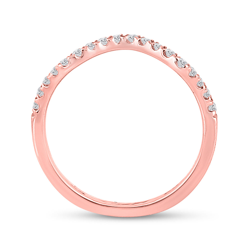 10K Rose Gold Womens Round Diamond Wedding Curved Enhancer Band 1/5 Cttw, Womens Size: 5-10