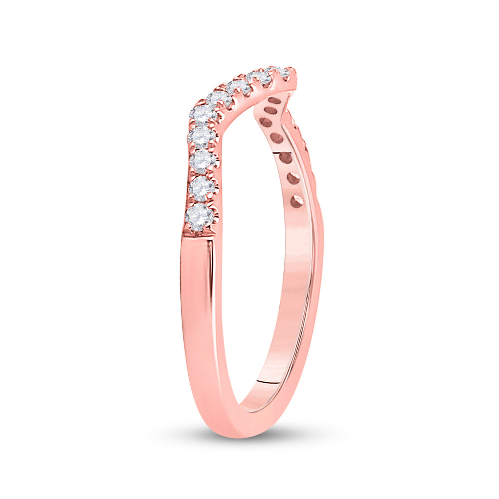 10K Rose Gold Womens Round Diamond Wedding Curved Enhancer Band 1/5 Cttw, Womens Size: 5-10