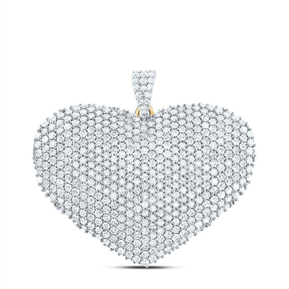 14K Yellow Gold Womens Round Diamond Heart Pendant 3 Cttw