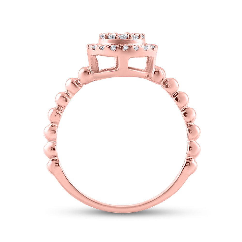 10K Rose Gold Womens Baguette Diamond Circle Cluster Ring 1/4 Cttw, Womens Size: 5-10