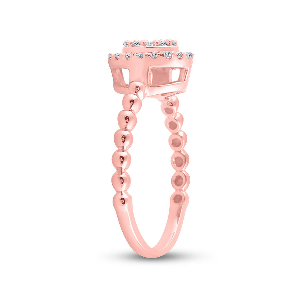 10K Rose Gold Womens Baguette Diamond Circle Cluster Ring 1/4 Cttw, Womens Size: 5-10