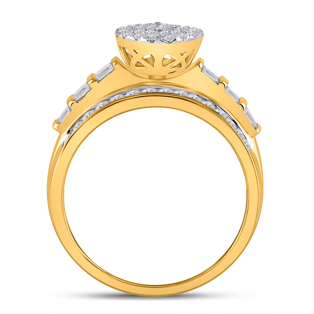 10K Yellow Gold Round Diamond Teardrop Bridal Wedding Engagement Ring 1 Cttw, Womens Size: 5-10