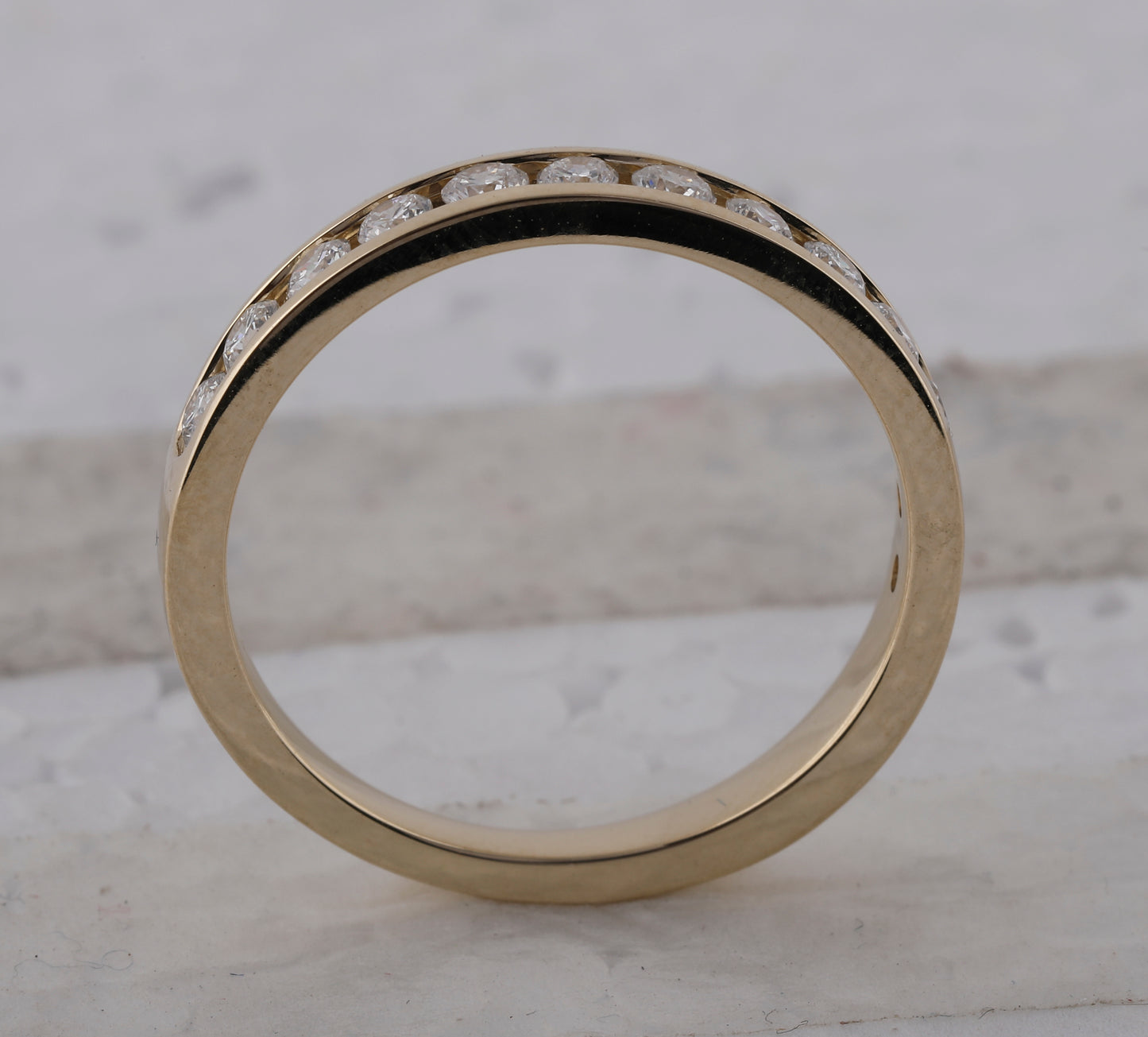 14kt Yellow Gold Womens Round Diamond Wedding Single Row Band 1/2 Cttw
