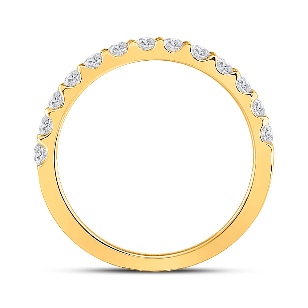 14kt Yellow Gold Womens Round Diamond Wedding Single Row Band 1/2ctw
